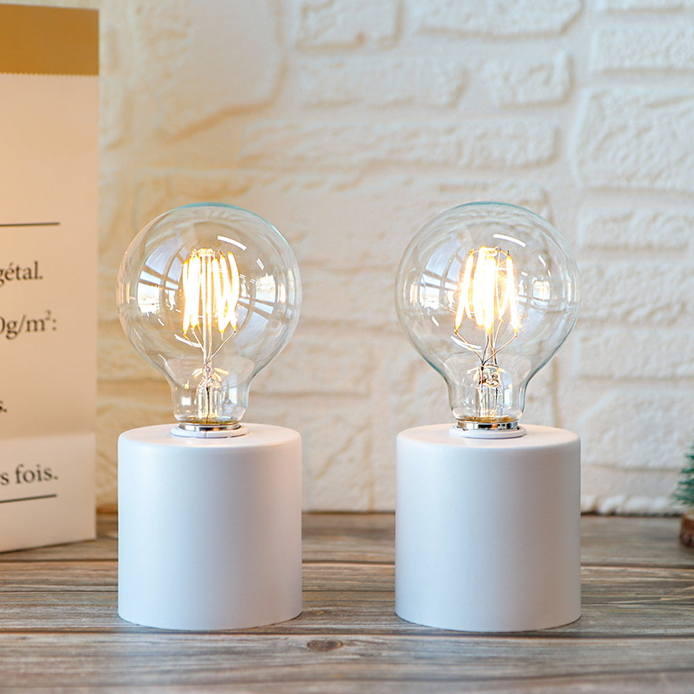 7" Tall White Battery Powered Table Lamp(Set of 2)
