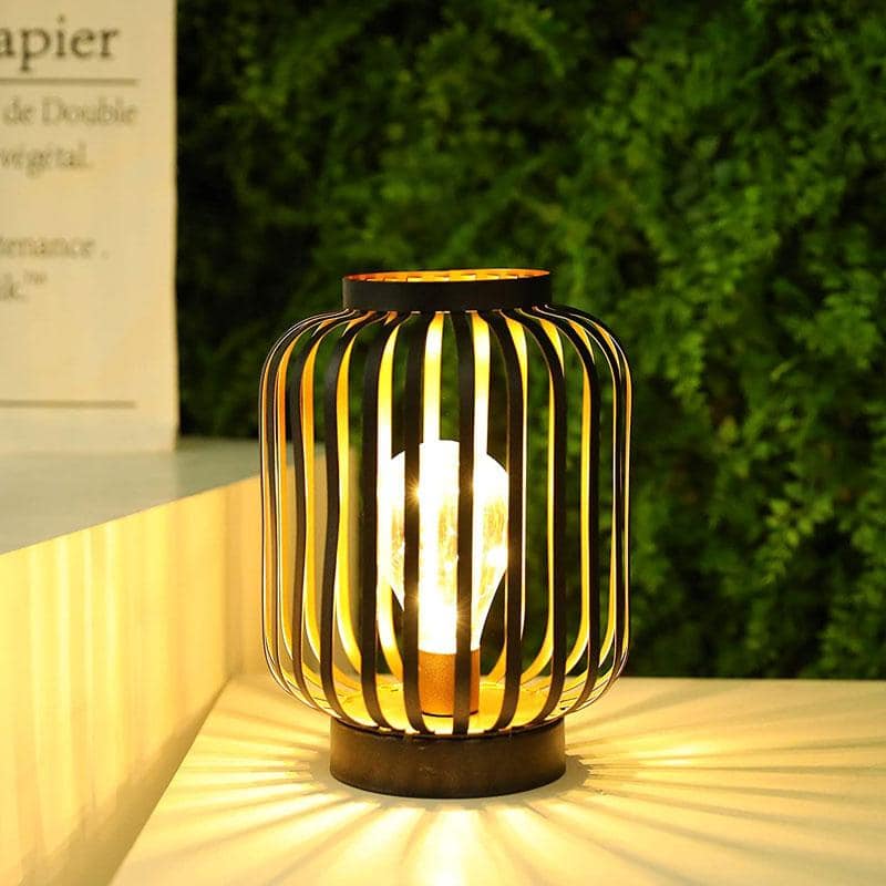 8.7" High Battery Powered Metal Cage Decorative Lamp