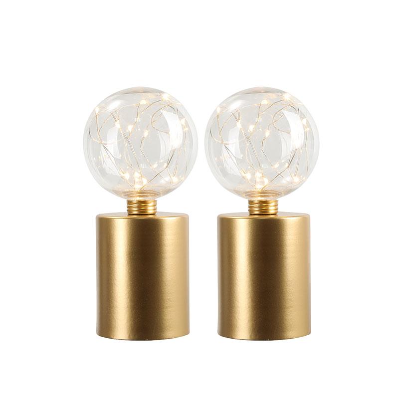 8" Tall Gold Battery Powered Table Lamp(Set of 2 )