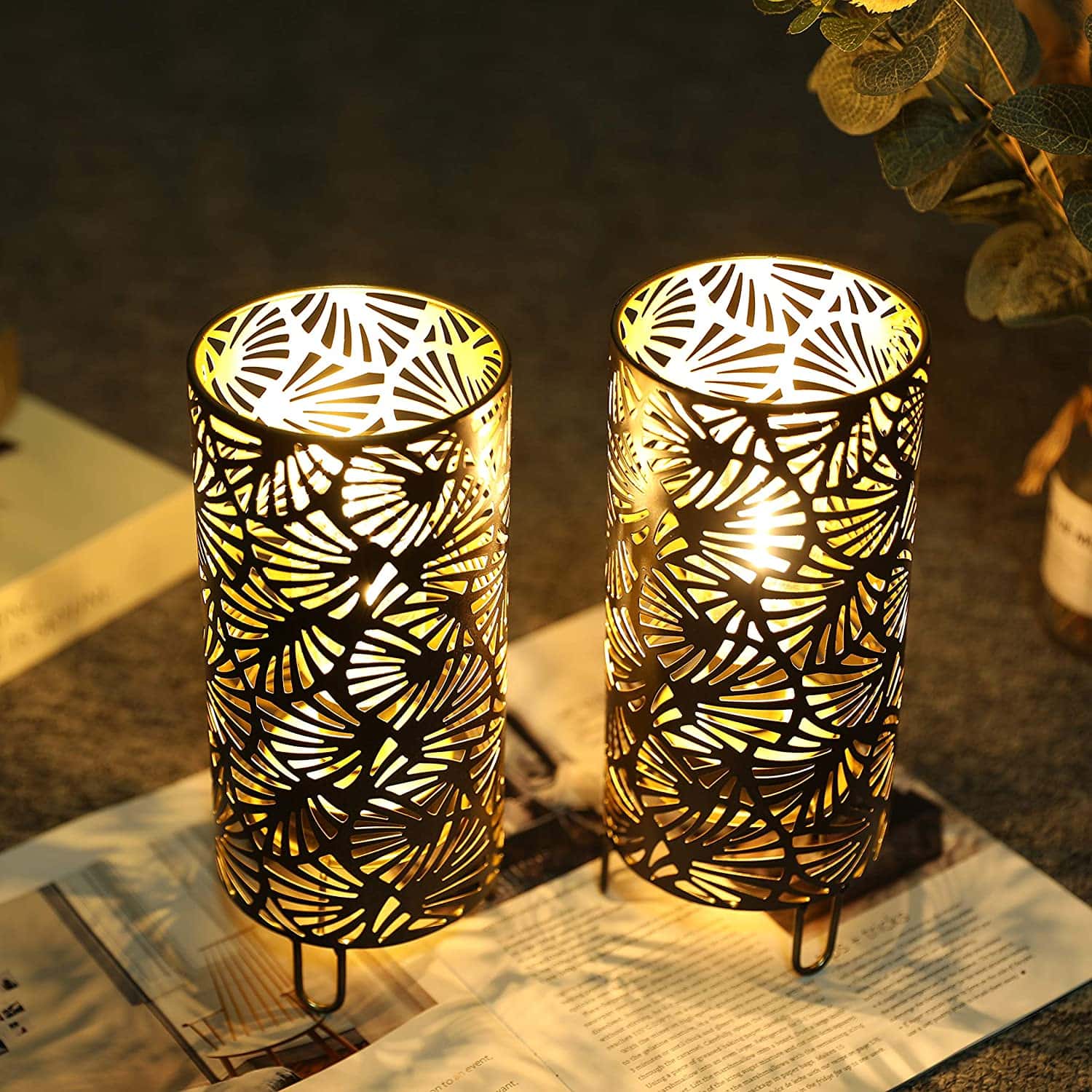 9''High Metal Lamp Battery Powered Metal Lamp(Set of 2)