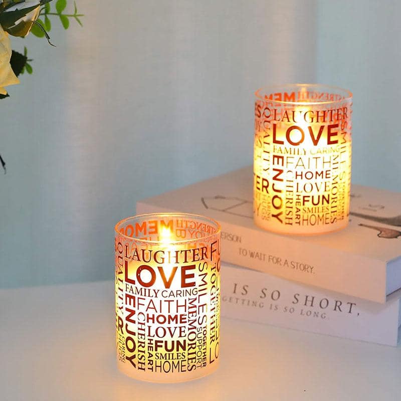 Glass Wax Battery LED Candle ( Set of 2 )