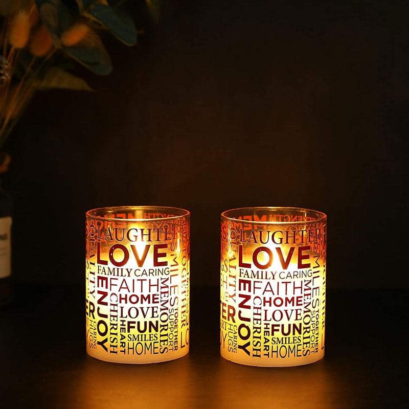 Glass Wax Battery LED Candle ( Set of 2 )