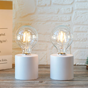 7" Tall White Battery Powered Table Lamp(Set of 2)