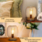 JHY DESIGN's 7.5"H Touch Adjustable Table Lamp(Round, Wooden Base)