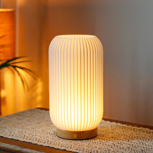 JHY DESIGN 9”H Rechargeable Touch Table Lamp 3D-Printing Dimmable Battery Powered Lamp(Cylinder)