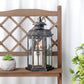 12“H Medium Metal Candle Holder(Black with Gold Brush)