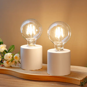 7" Tall White Battery Powered Table Lamp(Set of 2)