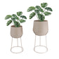 16"&19.5"H Set Of 2 Cream Grey Flowerpot