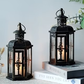 12“H Medium Metal Candle Holder(Black with Gold Brush)