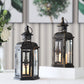 12“H Medium Metal Candle Holder(Black with Gold Brush)