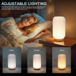 JHY DESIGN 9”H Rechargeable Touch Table Lamp 3D-Printing Dimmable Battery Powered Lamp(Cylinder)