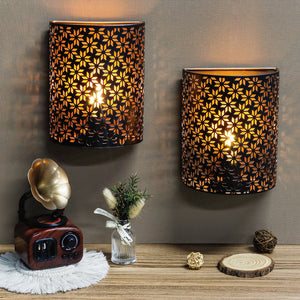 8''H Set of 2 Wall Sconce Lighting Metal Rustic Wall Mount Lamp (Snowflake)