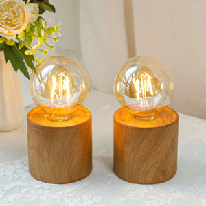 JHY DESIGN 6.5" Tall Ceramic Set of 2 Wood Grain Table Lamp(Gold)