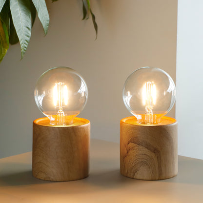 JHY DESIGN 6.5" Tall Ceramic Set of 2 Wood Grain Table Lamp