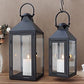 Set of 2 -17.5"&13.5"High Metal Candle Lanterns(Black)
