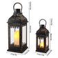 JHY DESIGN Set of 2 13''&19.5''H Decorative Candle Lanterns (Black with Gold Brush)