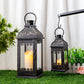 JHY DESIGN Set of 2 13''&19.5''H Decorative Candle Lanterns (Black with Gold Brush)
