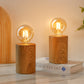 JHY DESIGN 8.5" Tall Set of 2 Wood Grain Table Lamp Ceramic Cordless Lamp