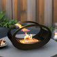 16x9.5 Inch Black Metal Tabletop Fireplace | Double Sided Oval Bio-Ethanol Fire Bowl for Indoor/Outdoor