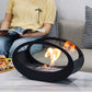 16x9.5 Inch Black Metal Tabletop Fireplace | Double Sided Oval Bio-Ethanol Fire Bowl for Indoor/Outdoor