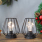 7'' Tall  Set of 2 Metal Battery Operated Lamp  (Black)