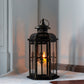 12“H Medium Metal Candle Holder(Black with Gold Brush)
