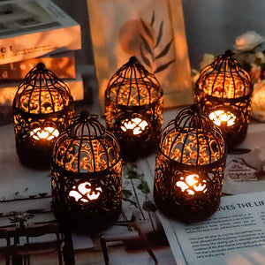 6 Pack Small Metal Candle Holder(Black)
