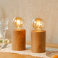 JHY DESIGN 8.5" Tall Set of 2 Wood Grain Table Lamp Ceramic Cordless Lamp