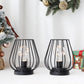 7'' Tall  Set of 2 Metal Battery Operated Lamp  (Black)