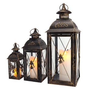 19'' & 13.5'' & 9.5''H Vintage Metal Candle Holder Decorative Hanging Lantern (Set of 3)