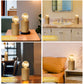 JHY DESIGN 8.5" Tall Set of 2 Wood Grain Table Lamp Ceramic Cordless Lamp
