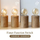 JHY DESIGN 8.5" Tall Set of 2 Wood Grain Table Lamp Ceramic Cordless Lamp