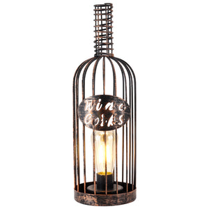 13.5"H Cordless Metal Wine Cork Bottle Lamp