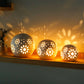 Set of 3 Ceramic Decorative Lamp Floral Carved Cordless Lamp
