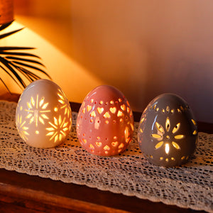 4" H Mood Lamp Battery Powered Floral Carved Cordless Lamp(Set of 3)