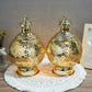 Metal Ramadan Lanterns 10" Gold Electric Candle Holders