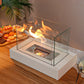 360° View Rectangular Tabletop Fire Bowl | Four-Sided Glass Bio-Ethanol Fire Pit for Patio, Deck & Indoor Decor | Modern Ventless Fireplace