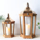 17''&24'' H Wood Metal Hexagon Candle Holder Decorative Hanging Lanterns(Set of 2)