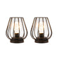 7'' Tall Metal Lamp Mini Cage Shape Cordless Table Battery Lanterns(Set of 2)