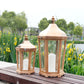 17''&24'' H Wood Metal Hexagon Candle Holder Decorative Hanging Lanterns(Set of 2)