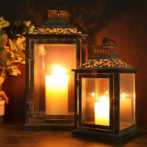 Antique Grey Brush Decorative Lanterns( Set of 2 )