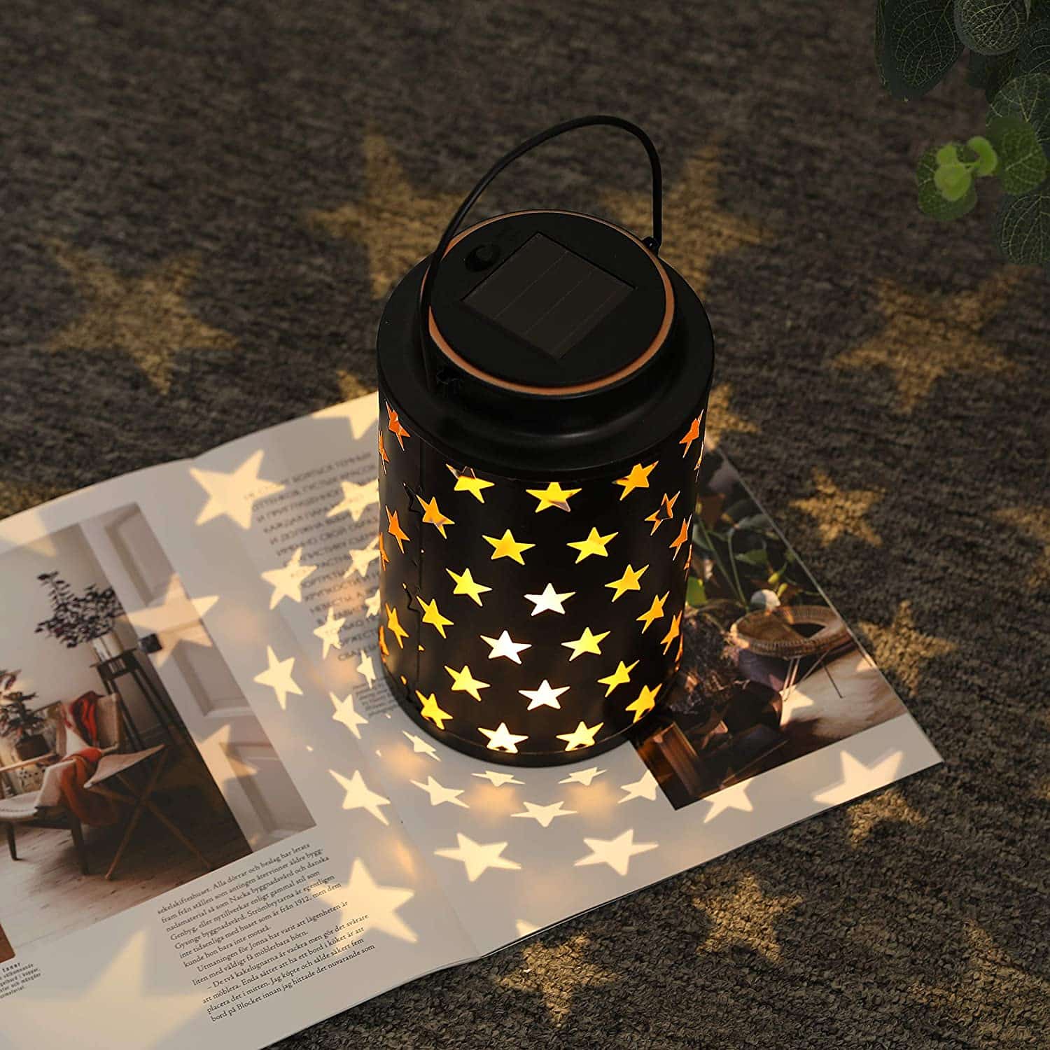 2 Pack Solar Lantern Lights Outdoor (Hollow Stars) 