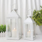 17.5"&13.5"Set of 2 Metal Candle Lanterns(White）