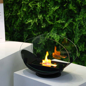 24.5 cm High Portable Tabletop Fireplace | Ventless Bio-Ethanol Fire Pit for Indoor & Outdoor Use | Elegant Decorative Flame