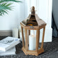 17'' H Wood Metal Hexagon Candle Holder Decorative Hanging Lanterns