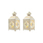 Set of 2 Decorative Lanterns 9.5" High Metal Candle Lanterns Vintage Style Hanging Lantern White with Gold Brush