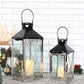 Stainless Steel Decorative Lanterns with Tempered Glass (Set of 2 )