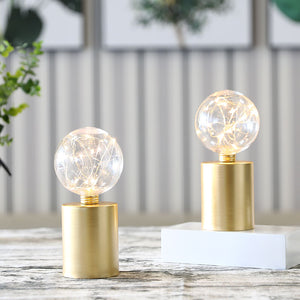 8" Tall Gold Battery Powered Table Lamp(Set of 2 )