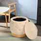 15" Tall Ottoman Velvet with Storage (Beige)