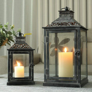 Antique Grey Brush Decorative Lanterns( Set of 2 )